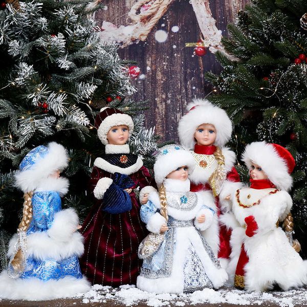Decorazioni natalizie Bambole Regalo per bambini Giocattoli per bambini Canta e balla Simpatica bambola di Babbo Natale in piedi Figurine natalizie Palline 211012