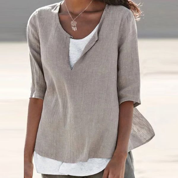 

casual v-neck women t-shirts summer simple solid color mid-length female short sleeve ladies plus size 5xl 210515, White