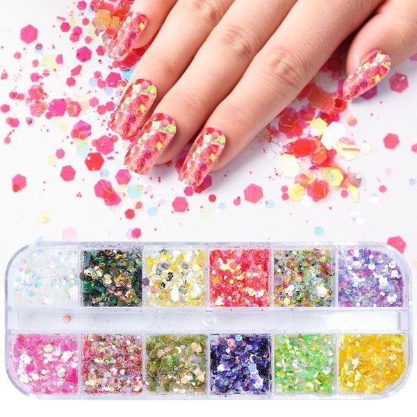 

grid mermaid color colorful nail glitter art sequin jewelry1, Silver;gold
