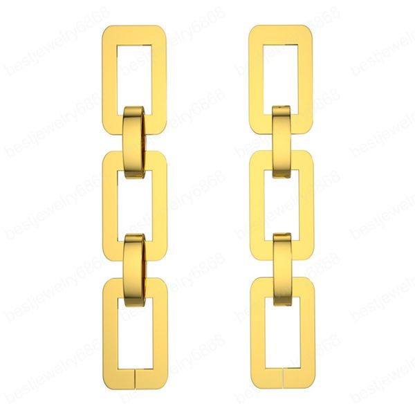 Ouro Metal Geométrico Dangle Brinco para Mulheres Link Chain Brincos Pingentes Vintage Charme Jóias Acessório