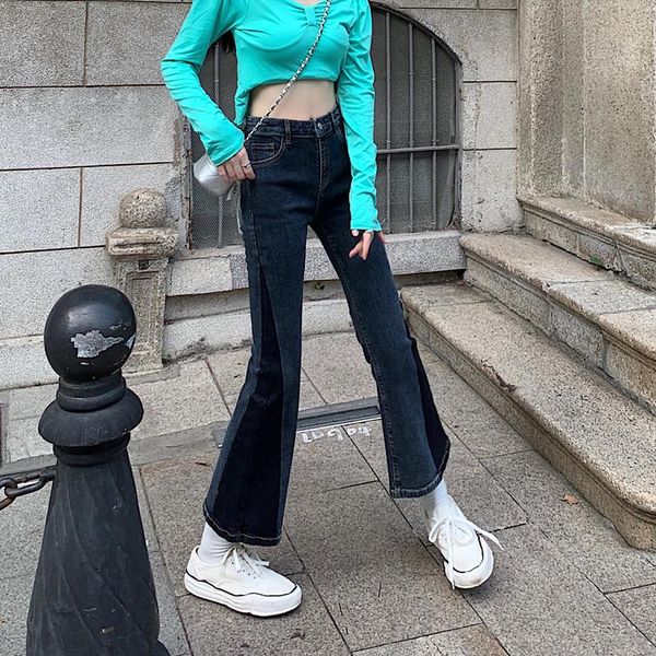 

women's jeans wholesale 2021 spring summer autumn fashion casual denim women pants woman female ol bell bottom ay0731, Blue