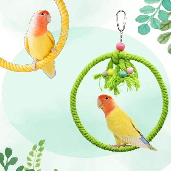 

other bird supplies pet parrot birds cage toy cotton rope circle ring stand chewing bite hanging swing climbing play toys for cockatiel para