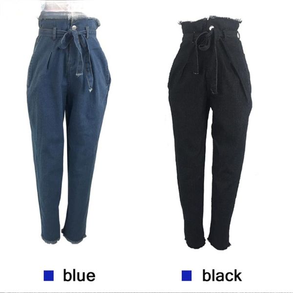 

women's jeans women high waist denim harem pants womens streetwear loose black plus size, Blue