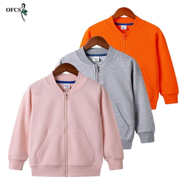 Vendendo 2-12 anos de idade meninas jaqueta primavera crianças sólidas de algodão fleece roupas meninos casaco outerwear crianças completa casual blazer 211011