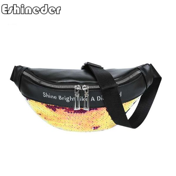 

waist bags 2021 double color sequins bag money phone travel handy fanny multi-function chest