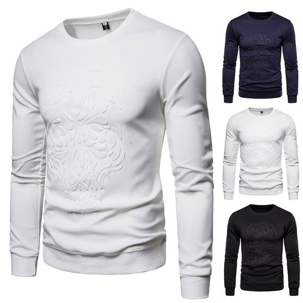 

men's t-shirts spring and autumn pullover with embossing sweatshirt male long sleeve trendy letter jacket polyester tee shirt homme, White;black