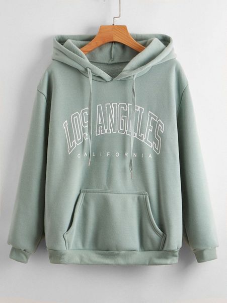 

letter graphic kangaroo pocket drawstring hoodie w53w#, White;black