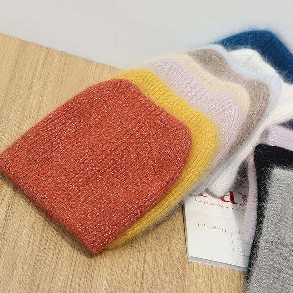 

beanie/skull caps autumn winter korean version ears knitted hat double-layer thickened warmth sweet solid color hedging beanie woman, Blue;gray