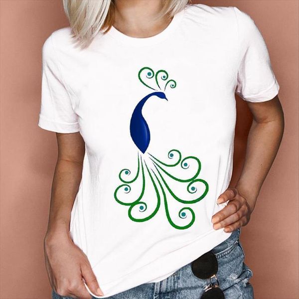 

graphic elegant animal 90s style women t shirts fashion short sleeve summer spring lady clothes tees print female shirt, White