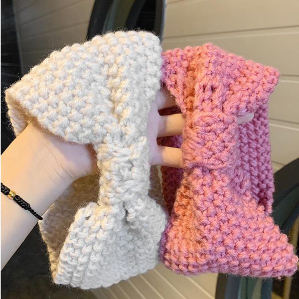 

hair accessories [xwen] 2021 cotton knitted bow face-washing band women's wide-brimmed woven headband sweet temperament