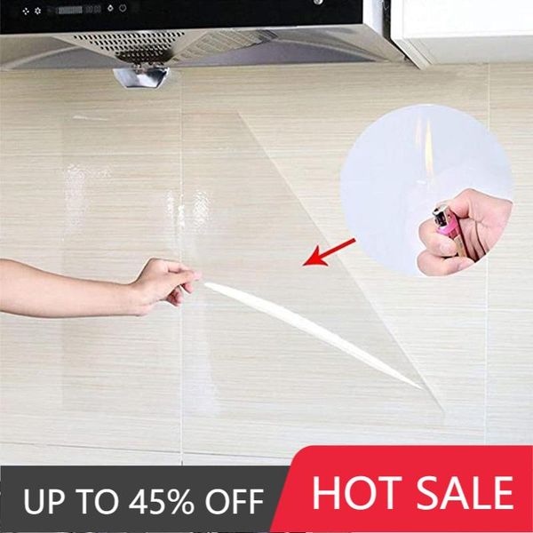 

wall stickers 1/3/5/10m kitchen transparent high temperature and oil proof sticker self adhesive film covering removable protective