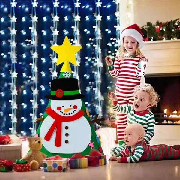 

christmas decorations double-sided tree toy snowman santa claus children's felt cloth game hanging ornaments kids gift