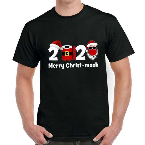 

merry quarantine christmas 2020 santa mask funny t-shirt, White;black