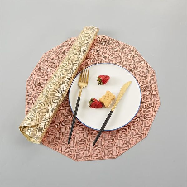 Mats Pads 2021 Estilo Nórdico Criativo PVC Hollow Round Place Mat Taças Copos Copos Resistente ao calor Placemats para mesa de jantar