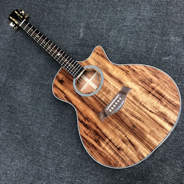 

all koa wood 24 folk acoustic guitar 41 inches cutaway body guitare acoustique tree of life fretboard inlays