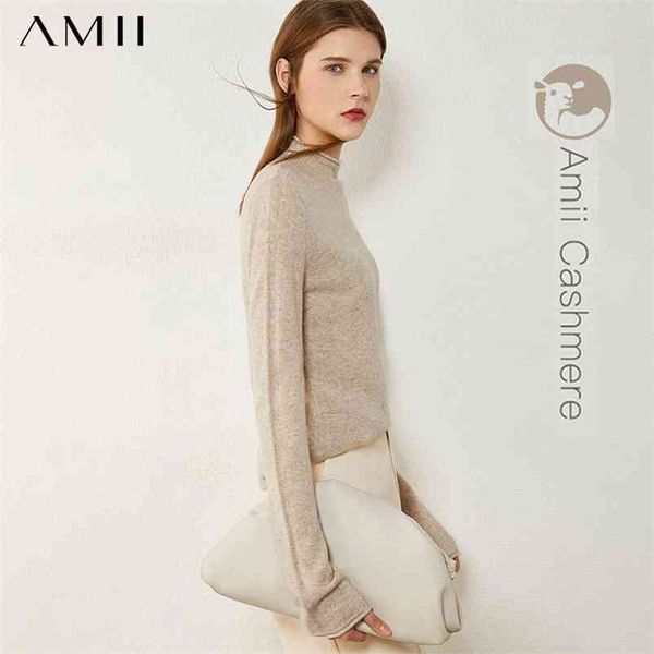 

amii minimalism autumn winter sweaters for women fasion 100% cashmere solid turtleneck sweater women's sweater 12040857 210812, White;black