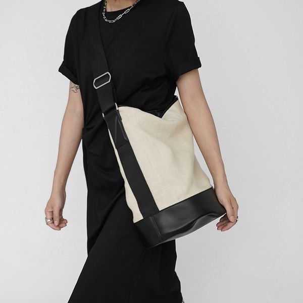 

evening bags fashion contrast canvas women shoulder bag retro large capacity bucket women's messenger brand designer casual woman handb