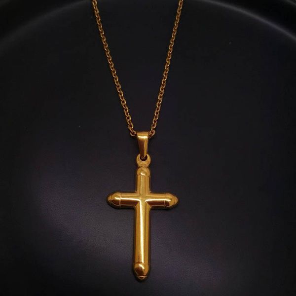 

simple men's pendant cross necklace ladies sweater chain stainless steel jesus jewelry for men/women necklaces, Silver