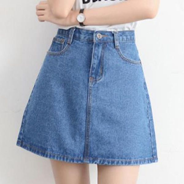 

skirts 2021 summer solid color casual high waist women mini a-line hip-length denim jeans skirt college female umbrella, Black