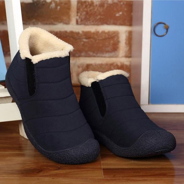 

boots fashion pure men winter shoes snow plush inside antiskid bottom keep warm waterproof ski size 37-46, Black