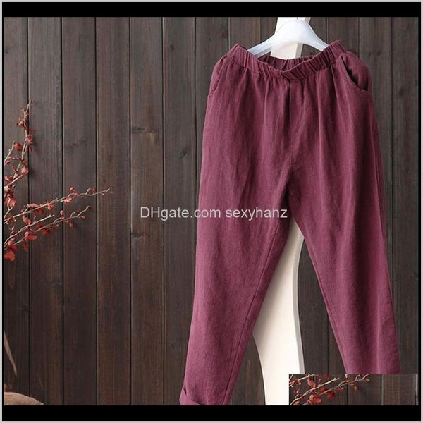 

capris womens clothing apparel drop delivery 2021 female cotton linen summer and autumn loose casual pants women long fashion harem pant ivx, Black;white