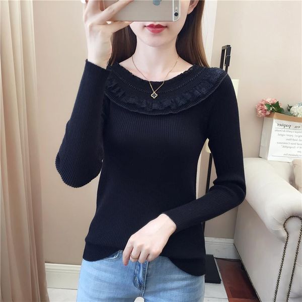 

women's sweaters knit sweater autumn and winter style slim fit gray22, White;black