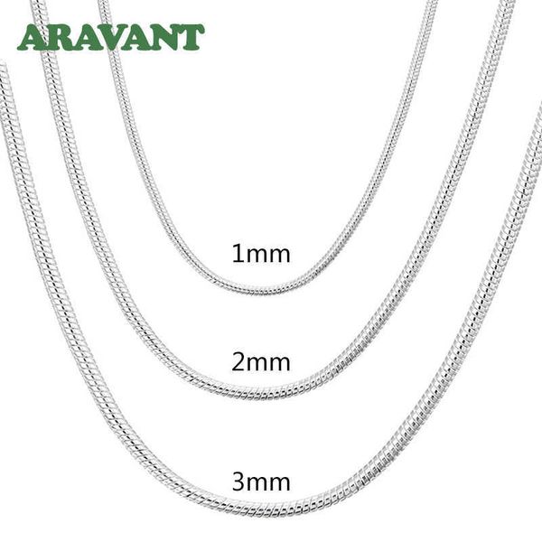 Collana in argento 925 con catena a forma di serpente da 1 mm/2 mm/3 mm per gioielli da donna con collane da uomo