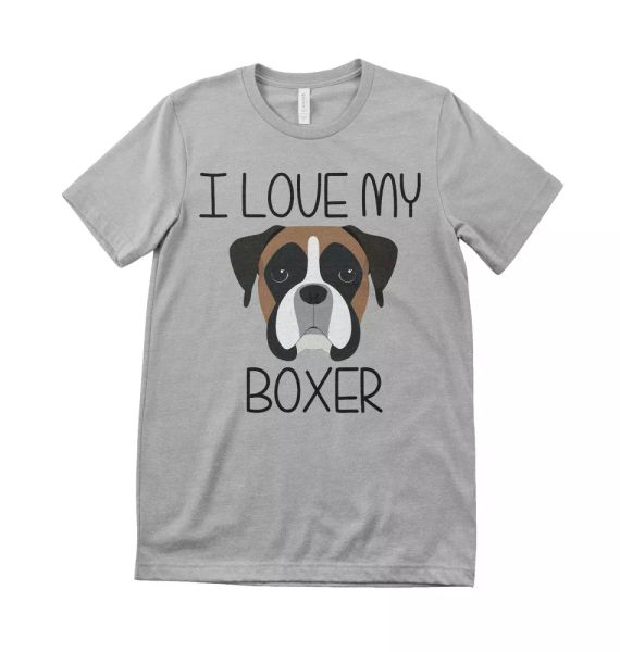

i love my boxer & kids dog animal lover t shirt all sizes grey & white, White;black
