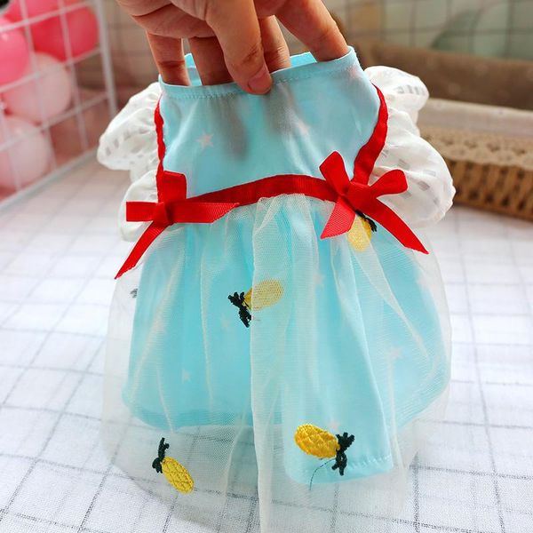 

dog apparel bowknot dress summer cat clothes puppy princess skirt yorkshire poodle bichon pomeranian schnauzer clothing