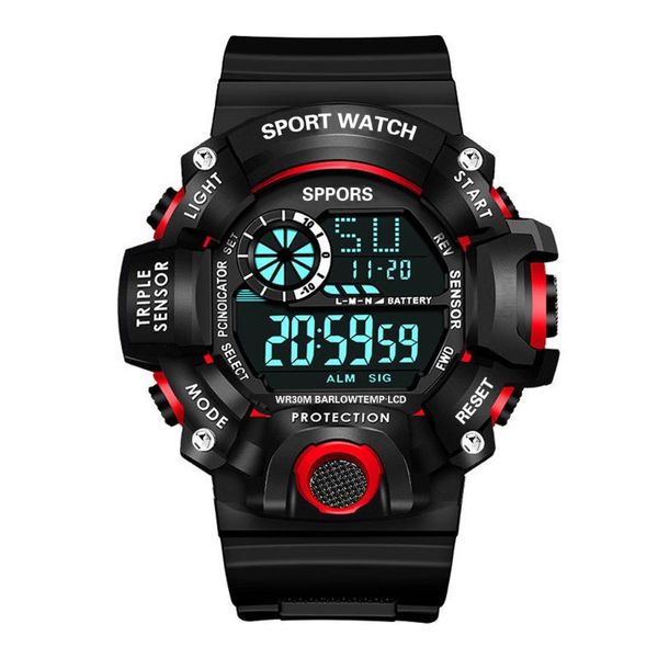 

wristwatches watch plexiglass mirror digital multifunction sports man fashion display date calendar week alarm, Slivery;brown
