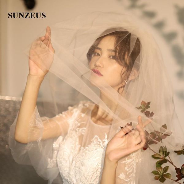 

bridal veils short champagne wedding with comb simple pure tulle multi layers veil veu de noiva curto lvv21, Black