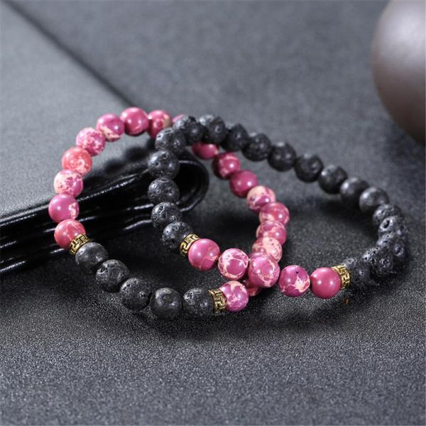 

beaded, strands black volcanic stone set bracelet chakra yoga natural energy beaded lovers jewelry dropship