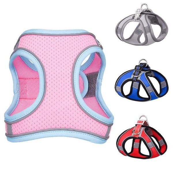 

dog collars & leashes puppy cat harnesses vest reflective walking lead leash harness and set for chihuahua pug small medium nylon mesh