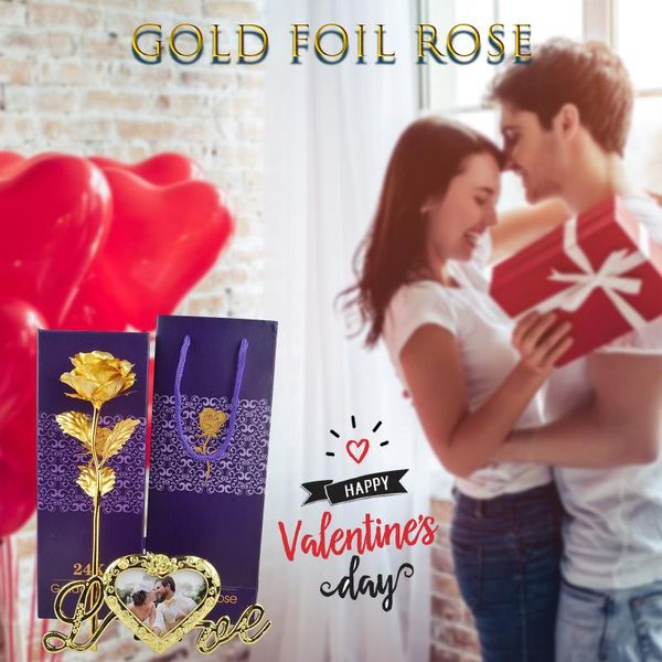 

christmas decorations valentine day creative gift 24k plated gold rose artificial flower valentines