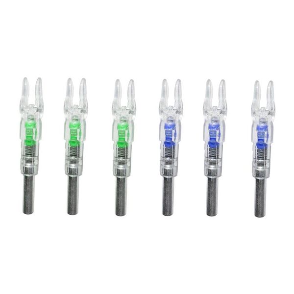 

party decoration 6 pcs lighted bow string activated led nock for id 6.2 mm archery arrows accessory, 3 green & blue