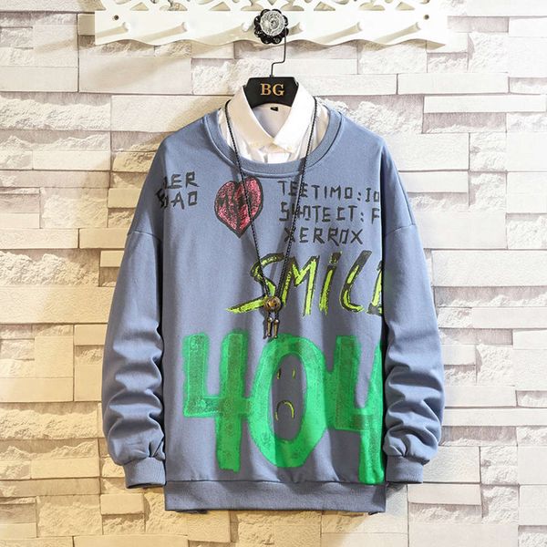 

men's hoodies & sweatshirts sweater autumn lovers printed fashion loose trend long sleeve casual base coat batch afhv, Black