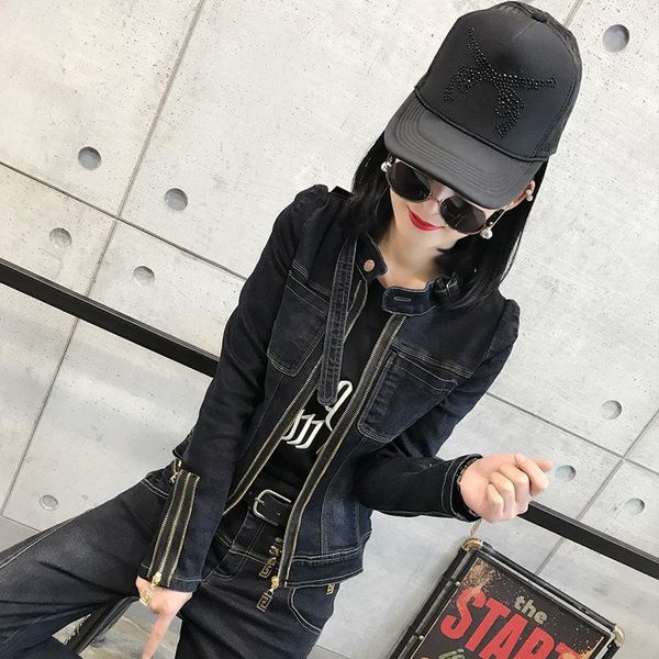 

spring and autumn women's jeans jacket + pants casual fashion show thin two piece set, White