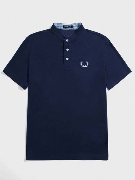 

men antler embroidered polo shirt f9nf#, White;black