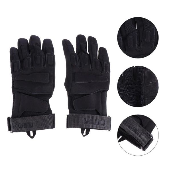 

cycling gloves 1 pair sports windproof full finger outdoor riding, Black