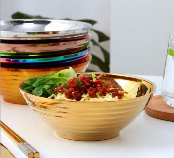

stainless steel bowls restaurant kitchen tableware heat-prevention bowl ramen ice cream fruit soup noodle products