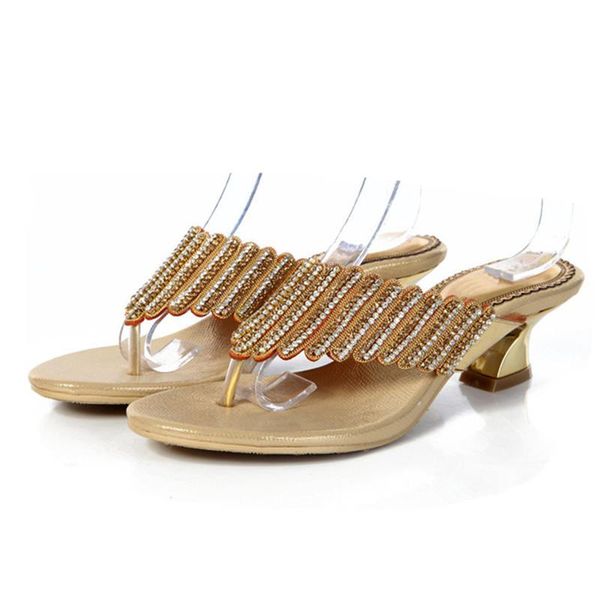 

slippers horse shoe heel high flip-flop summer women hollow flower rhinestones diamonds, Black