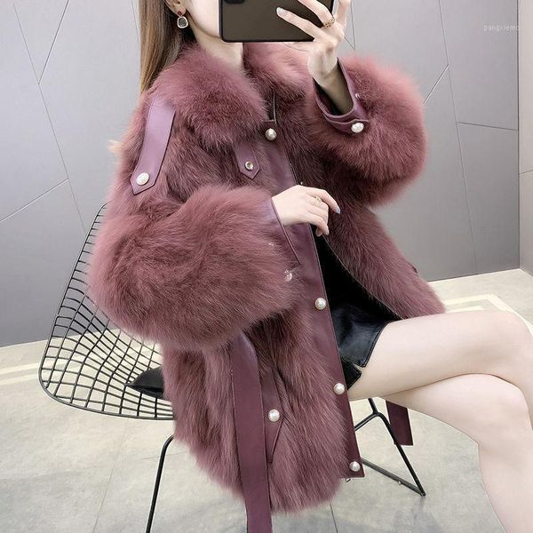 

women's fur & faux jacket women coat winter veste femme, Black