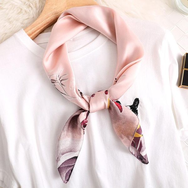 

scarves silk square scarf print fashion shawl and wraps women bandana female neckerchief lady hair band bag foulard summer, Blue;gray