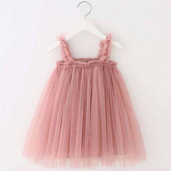 

toddler children kids baby girls dress princess clothes strap tulle solid born girl vestidos de verano#40 girl's dresses, Red;yellow
