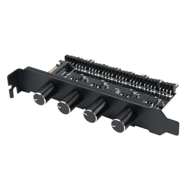 

pc 8 channels fan hub 4 knob cooling speed controller for cpu case hdd vga pwm pci bracket power by 12v control lappads