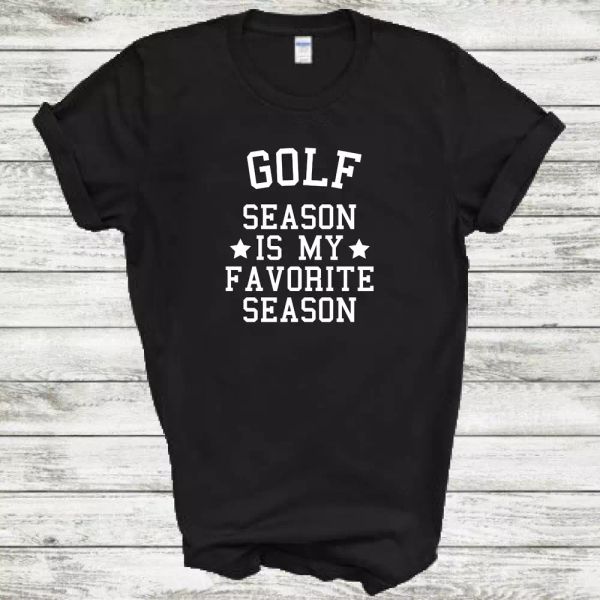 

golf season is my favorite season funny mens cotton t-shirt, White;black