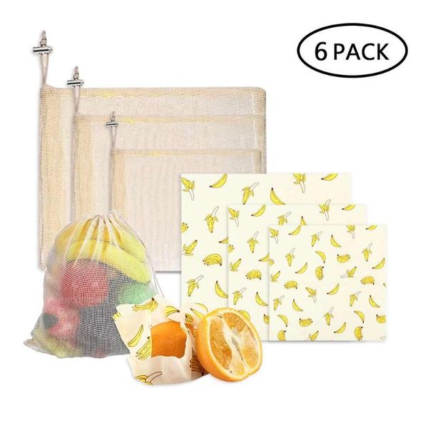 

food savers & storage containers beeswax wrap cloth + degradable organic cotton mesh bag eco friendly reusable fresh keeping sets