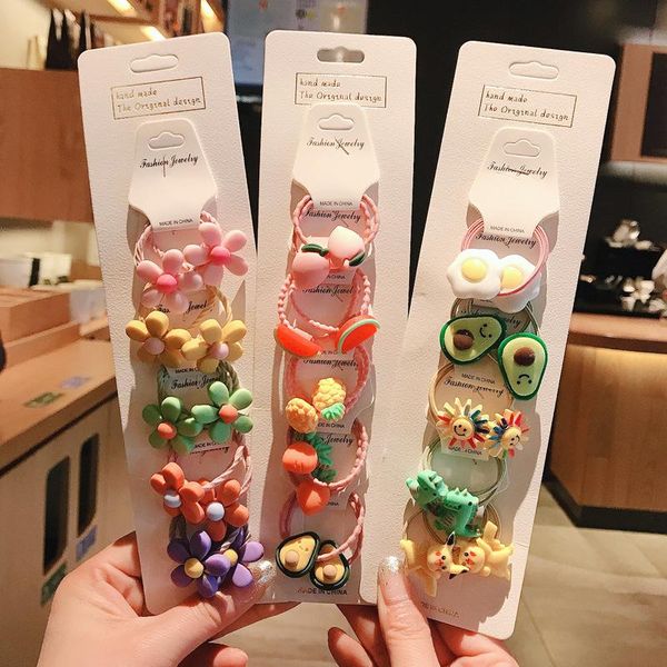 

hair accessories 10pcs girls nylon ties elastic bands children ponytail holder rubber kids headband gum for, Slivery;white