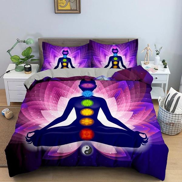 

yoga meditation duvet cover sets bedding set 9 chakras bed linen bedclothes twin//king size room for children