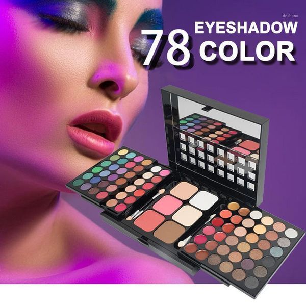 

colors makeup pallete matte eyeshadow lasting silky powder trimming concealer lipgloss set hh881